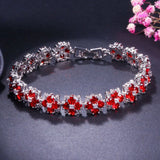 Green Flower CZ Crystal Tennis Bracelet Women Cubic Zirconia Stone Jewelry