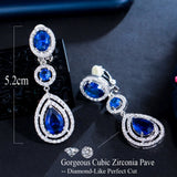 Dark CZ Long Water Drop Clip On Earrings for Women