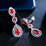 Dark CZ Long Water Drop Clip On Earrings for Women
