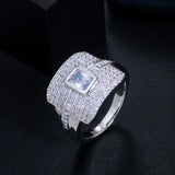 Green Square CZ Stackable Engagement Rings