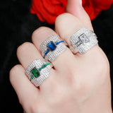Green Square CZ Stackable Engagement Rings