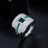 Green Square CZ Stackable Engagement Rings