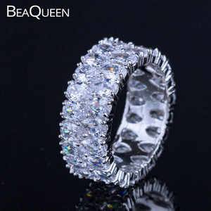 Teardrop CZ Stone Silver Women Wedding Ring R043