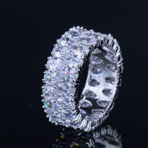 Teardrop CZ Stone Silver Women Wedding Ring R043