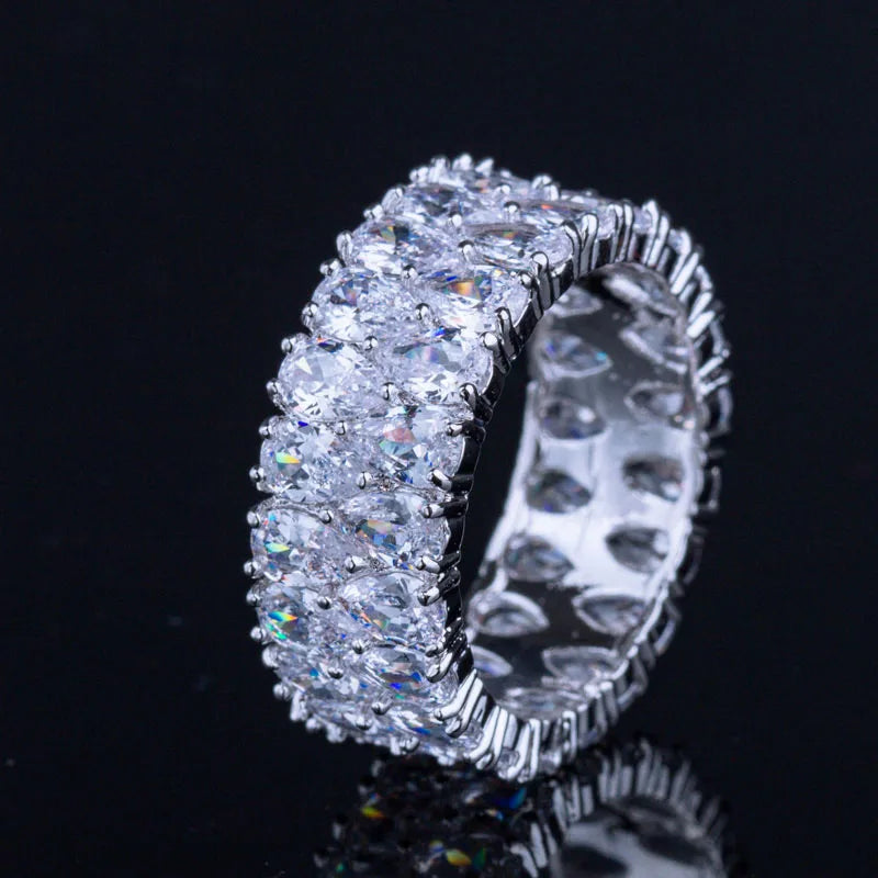 Teardrop CZ Stone Silver Women Wedding Ring R043