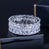 Teardrop CZ Stone Silver Women Wedding Ring R043