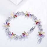 Dark Flower Tennis Bracelet Marquise Cubic Zircon Stone Jewelry