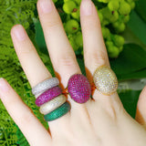 Hot Pink Green Stackable Rings for Women Cubic Zircon Wedding Party Jewelry