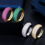 Hot Pink Green Stackable Rings for Women Cubic Zircon Wedding Party Jewelry