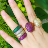 Hot Pink Green Stackable Rings for Women Cubic Zircon Wedding Party Jewelry