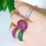 Hot Pink Green Stackable Rings for Women Cubic Zircon Wedding Party Jewelry