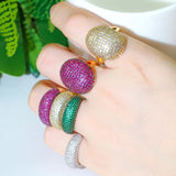 Hot Pink Green Stackable Rings for Women Cubic Zircon Wedding Party Jewelry