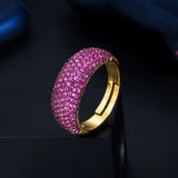 Hot Pink Green Stackable Rings for Women Cubic Zircon Wedding Party Jewelry