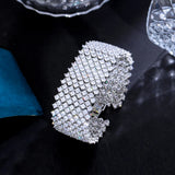 Luxurious CZ Paved Wide Round Bracelet Bangle Wedding Party Jewelry