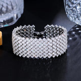 Luxurious CZ Paved Wide Round Bracelet Bangle Wedding Party Jewelry