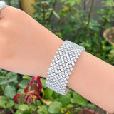 Luxurious CZ Paved Wide Round Bracelet Bangle Wedding Party Jewelry