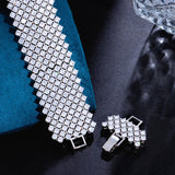 Luxurious CZ Paved Wide Round Bracelet Bangle Wedding Party Jewelry