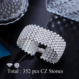 Luxurious CZ Paved Wide Round Bracelet Bangle Wedding Party Jewelry