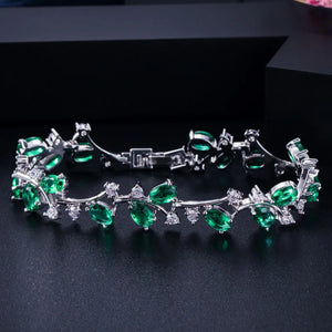 Leaf Cluster Tennis Bracelet 585 Yellow Women Jewelry B189