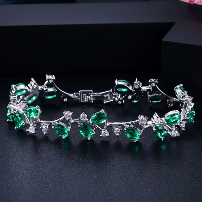 Leaf Cluster Tennis Bracelet 585 Yellow Women Jewelry B189