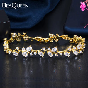 Leaf Cluster Tennis Bracelet 585 Yellow Women Jewelry B189