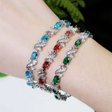 Oval Tennis Bracelet Yellow Green Red Cubic Zirconia Jewelry for Women