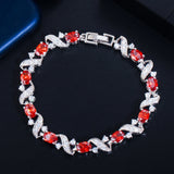 Oval Tennis Bracelet Yellow Green Red Cubic Zirconia Jewelry for Women