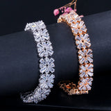 CZ Flower Connected Bracelet Wedding Jewelry for Women