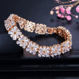 CZ Flower Connected Bracelet Wedding Jewelry for Women