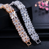 CZ Flower Connected Bracelet Wedding Jewelry for Women
