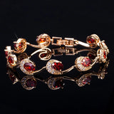 Oval Pink Crystal Charm Bracelet Cubic Zircon Stone Jewelry