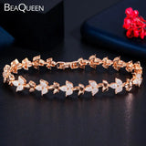 Micro Paved CZ Leaf Flower Cluster Tennis Bracelet