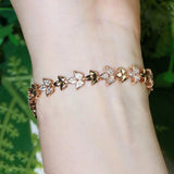 Micro Paved CZ Leaf Flower Cluster Tennis Bracelet