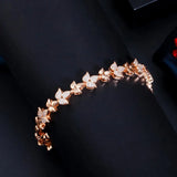 Micro Paved CZ Leaf Flower Cluster Tennis Bracelet