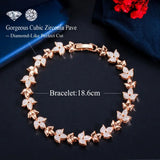 Micro Paved CZ Leaf Flower Cluster Tennis Bracelet