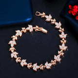 Micro Paved CZ Leaf Flower Cluster Tennis Bracelet