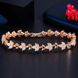 Micro Paved CZ Leaf Flower Cluster Tennis Bracelet