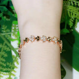 Micro Paved CZ Leaf Flower Cluster Tennis Bracelet