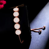 Adjustable Round Chain Bracelet with Cubic Zircon Crystal Setting