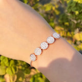 Adjustable Round Chain Bracelet with Cubic Zircon Crystal Setting