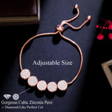 Adjustable Round Chain Bracelet with Cubic Zircon Crystal Setting