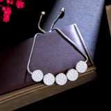 Adjustable Round Chain Bracelet with Cubic Zircon Crystal Setting