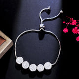 Adjustable Round Chain Bracelet with Cubic Zircon Crystal Setting