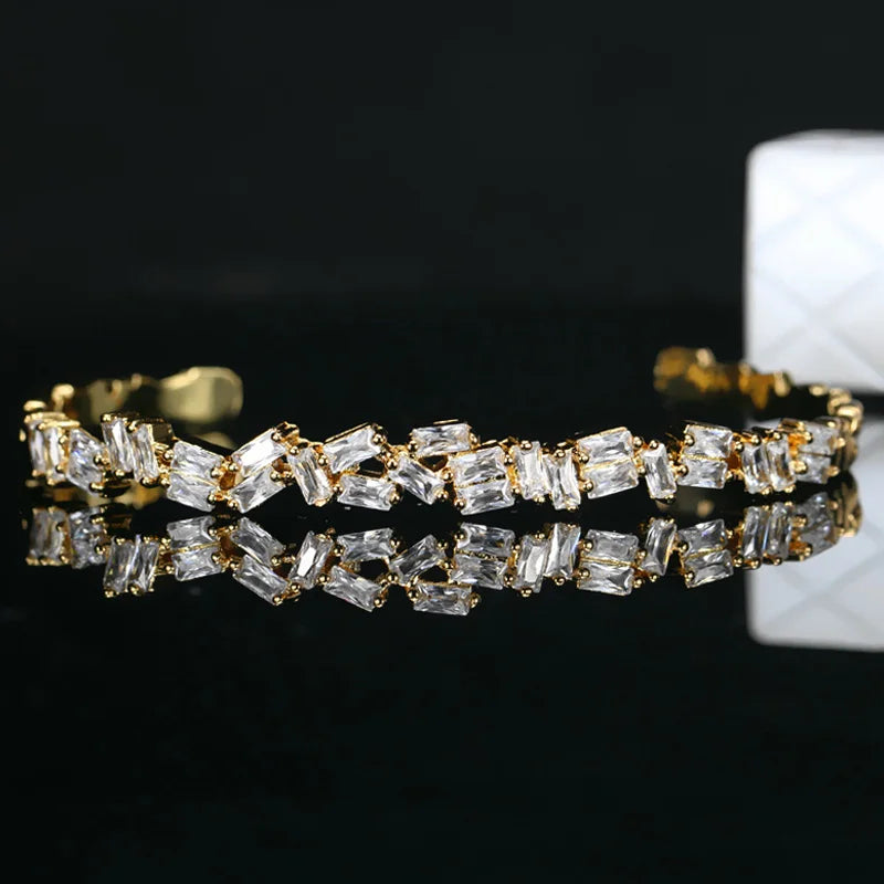 CZ Crystal Gun Baguette Cuff Bracelet B117