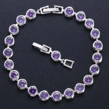 5mm Round CZ Crystal Tennis Bracelet Multicolor Stone Setting