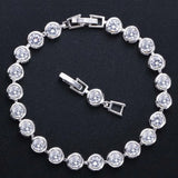 5mm Round CZ Crystal Tennis Bracelet Multicolor Stone Setting