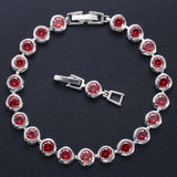 5mm Round CZ Crystal Tennis Bracelet Multicolor Stone Setting