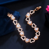 Heart Shape Multicolor CZ Tennis Bracelet for Brides