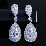 Green Cubic Zircon Long Dangle Earrings for Women