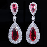 Green Cubic Zircon Long Dangle Earrings for Women